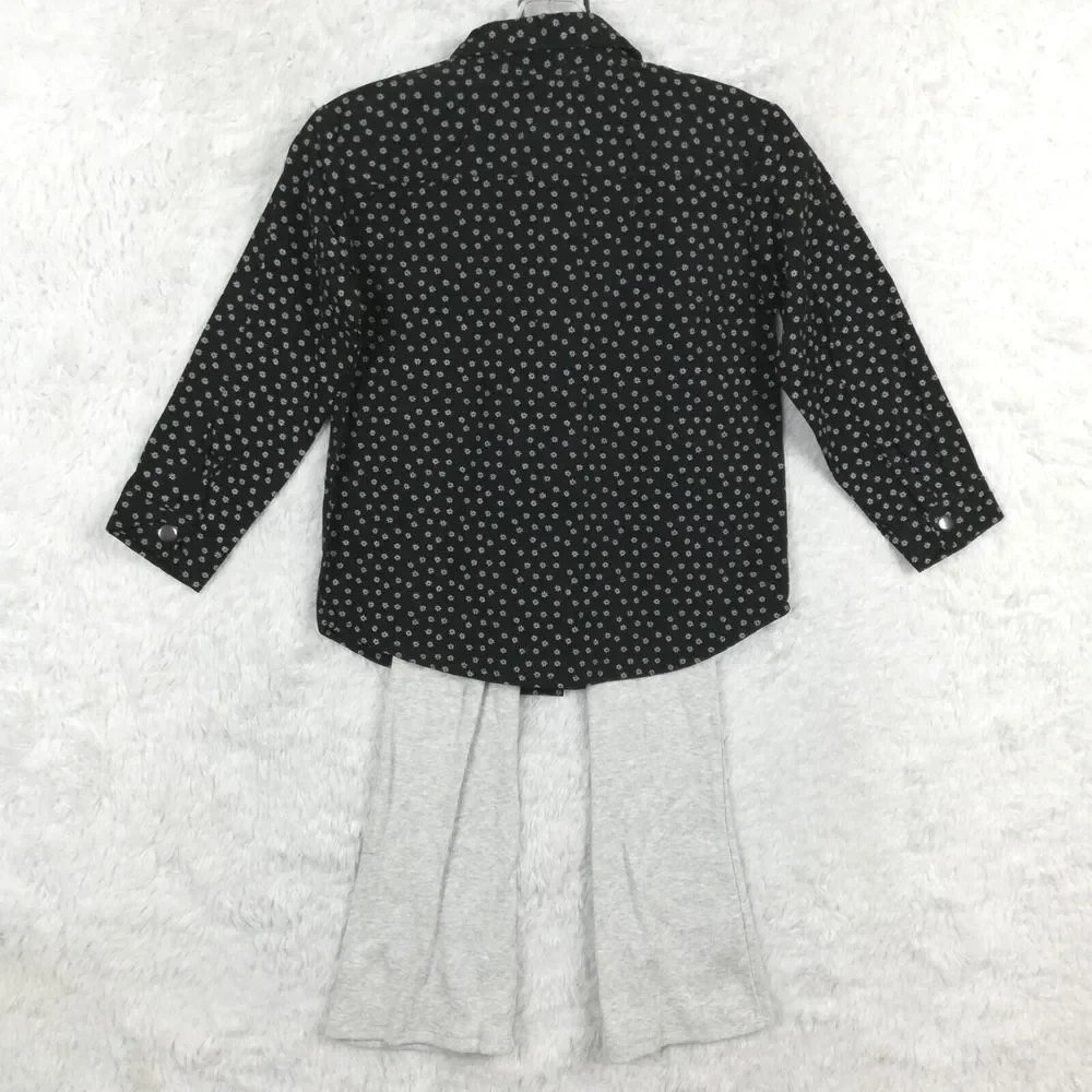 Jessica Simpson Girls Jacket 2 Piece Set Pants Denim Black‎ Micro Daisy 6X New